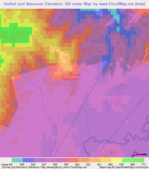 Smihel pod Nanosom,Slovenia Elevation Map