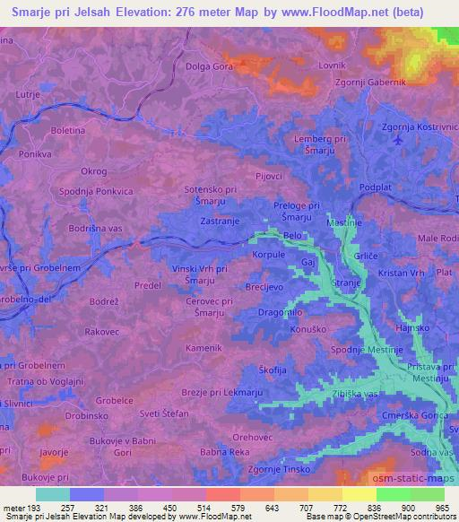 Smarje pri Jelsah,Slovenia Elevation Map