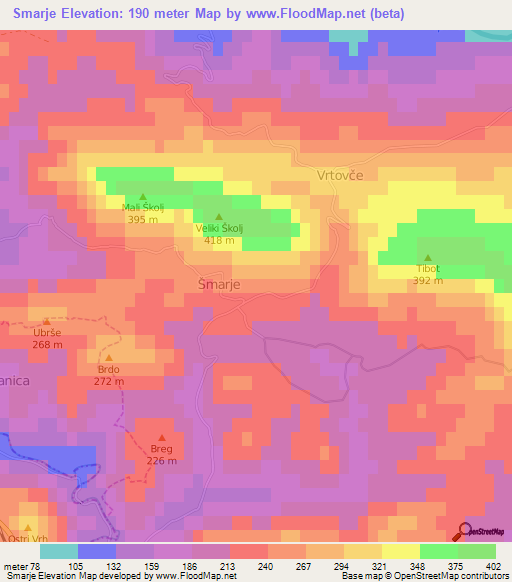 Smarje,Slovenia Elevation Map