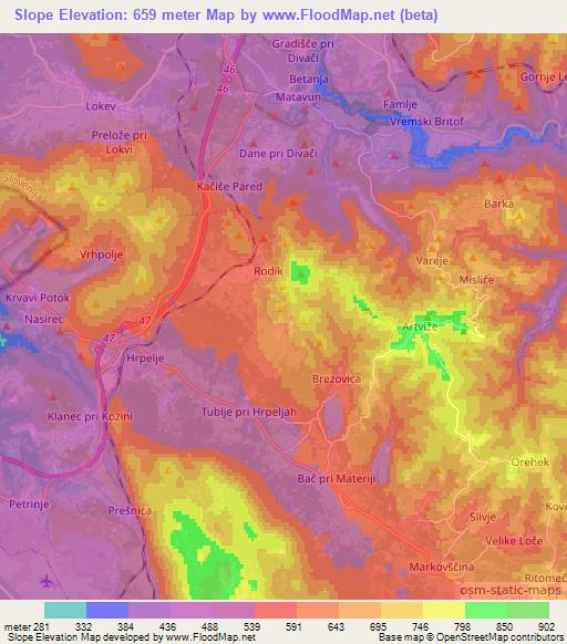 Slope,Slovenia Elevation Map