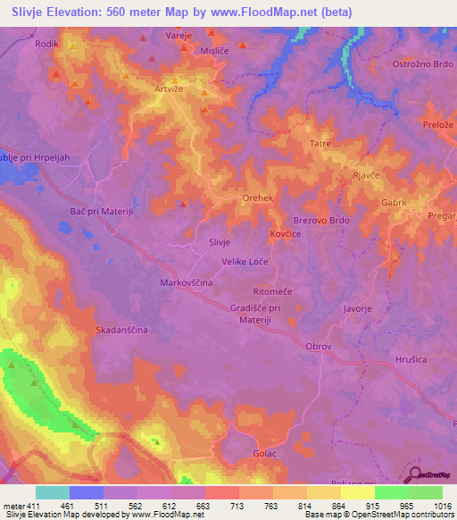 Slivje,Slovenia Elevation Map