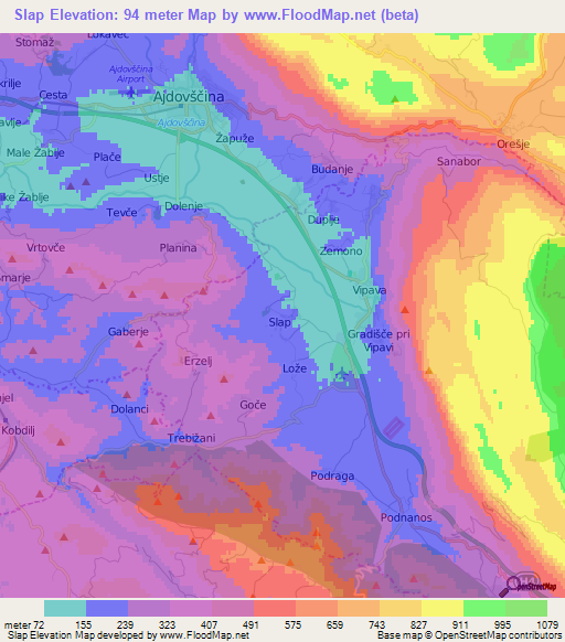 Slap,Slovenia Elevation Map