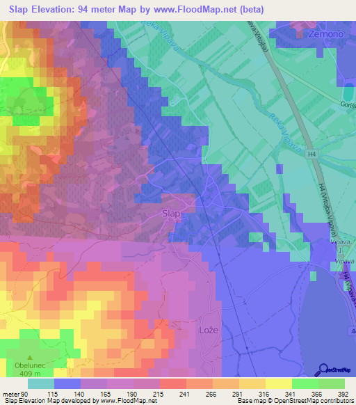 Slap,Slovenia Elevation Map