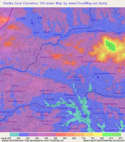 Sladka Gora,Slovenia Elevation Map