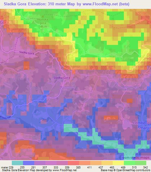 Sladka Gora,Slovenia Elevation Map