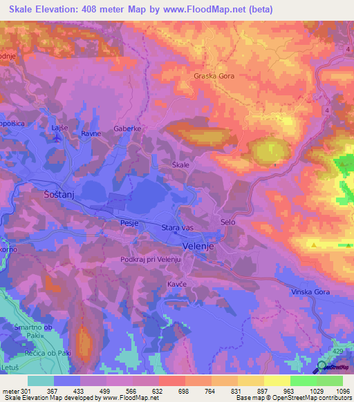 Skale,Slovenia Elevation Map