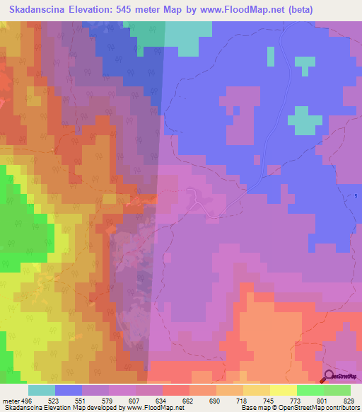 Skadanscina,Slovenia Elevation Map