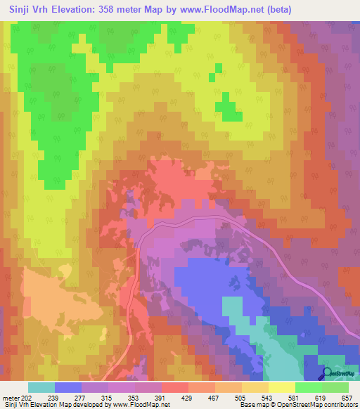 Sinji Vrh,Slovenia Elevation Map