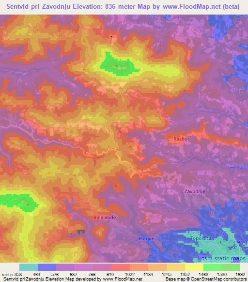 Sentvid pri Zavodnju,Slovenia Elevation Map