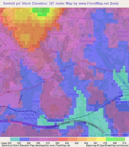 Sentvid pri Sticni,Slovenia Elevation Map