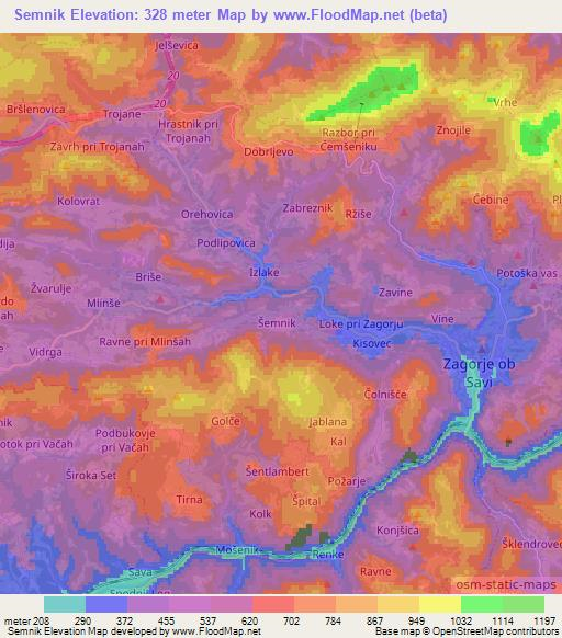 Semnik,Slovenia Elevation Map