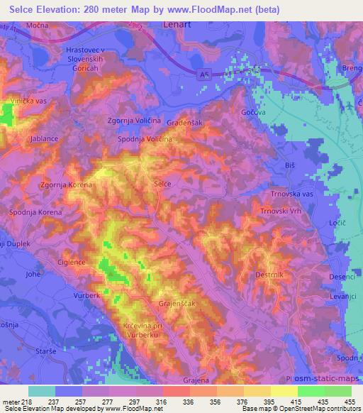 Selce,Slovenia Elevation Map