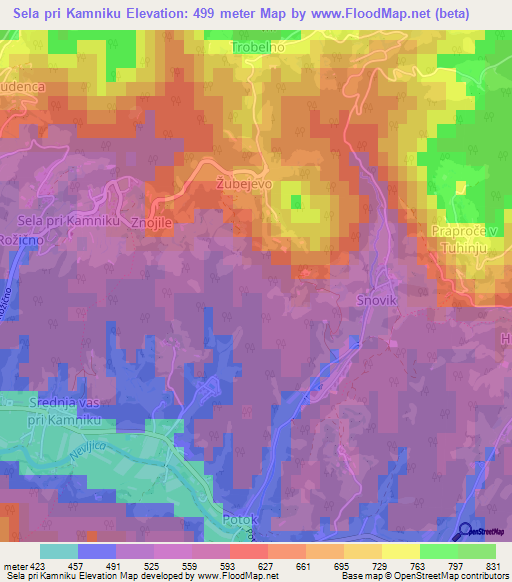 Sela pri Kamniku,Slovenia Elevation Map