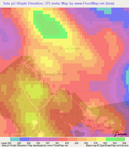 Sela pri Hinjah,Slovenia Elevation Map