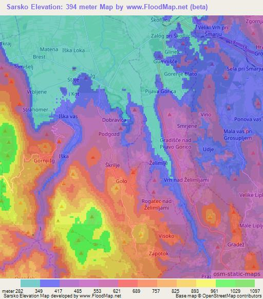 Sarsko,Slovenia Elevation Map