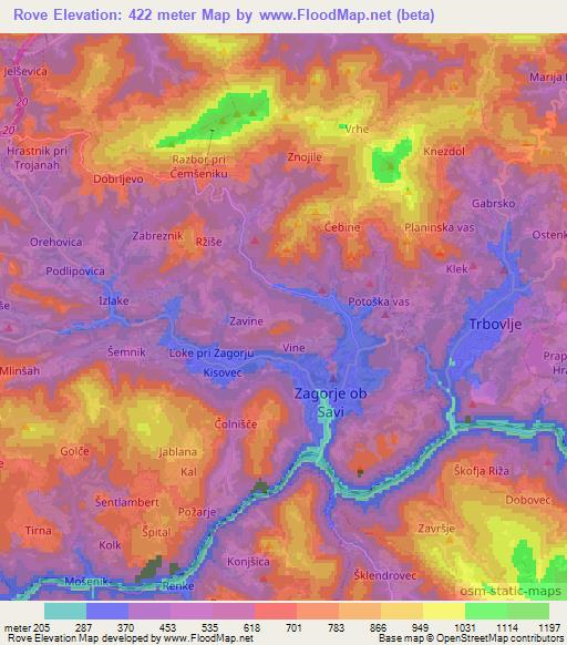 Rove,Slovenia Elevation Map