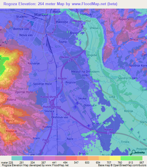 Rogoza,Slovenia Elevation Map