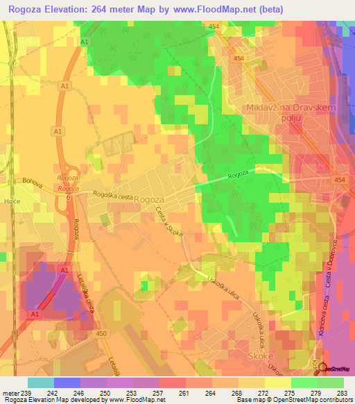 Rogoza,Slovenia Elevation Map