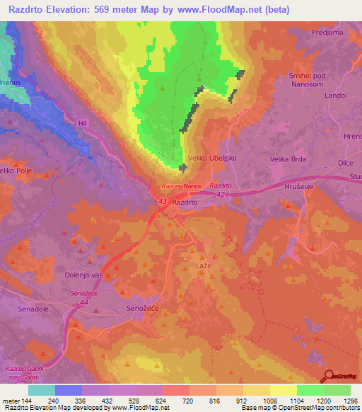 Razdrto,Slovenia Elevation Map