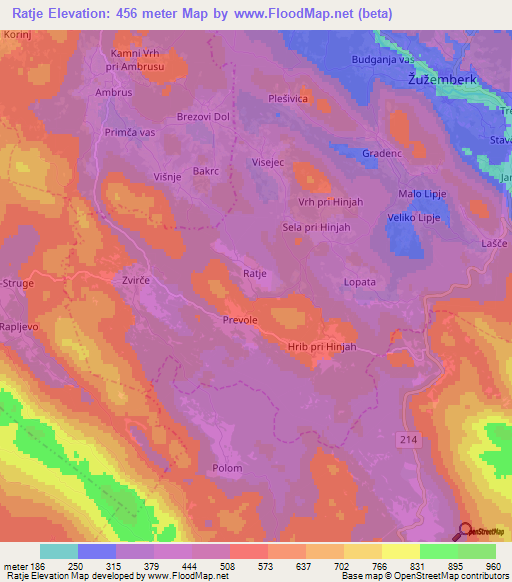 Ratje,Slovenia Elevation Map