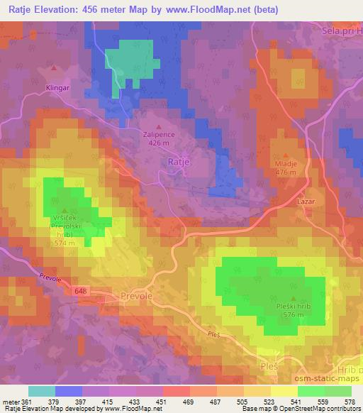 Ratje,Slovenia Elevation Map