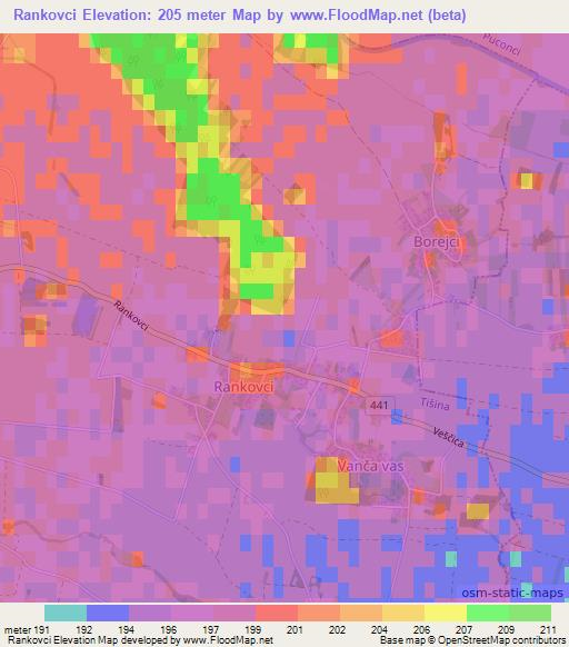 Rankovci,Slovenia Elevation Map