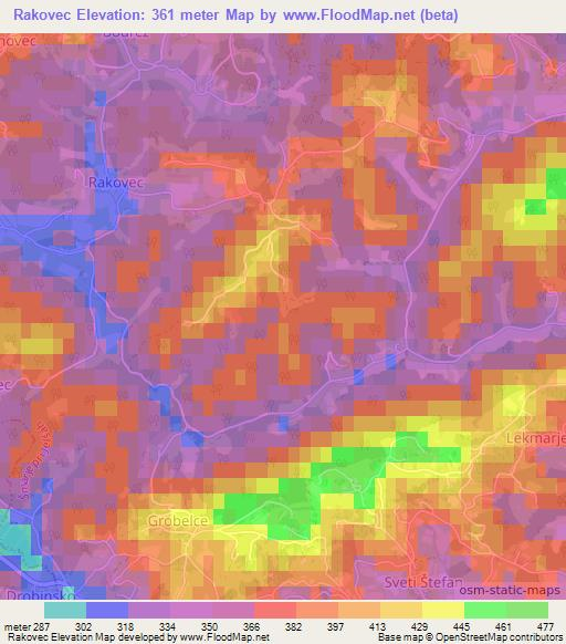 Rakovec,Slovenia Elevation Map