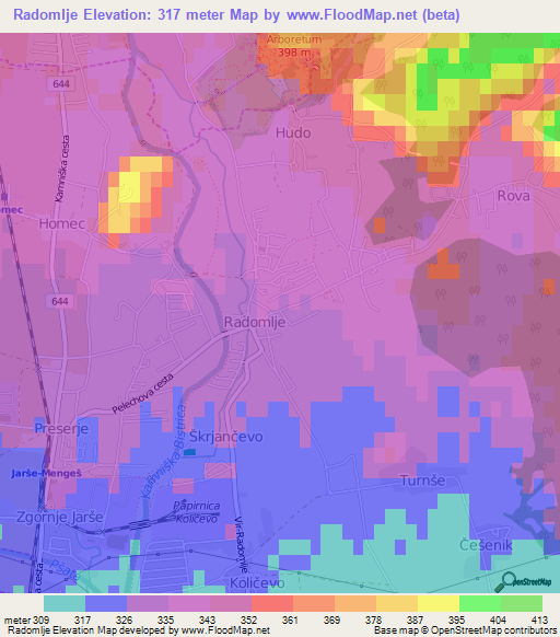 Radomlje,Slovenia Elevation Map
