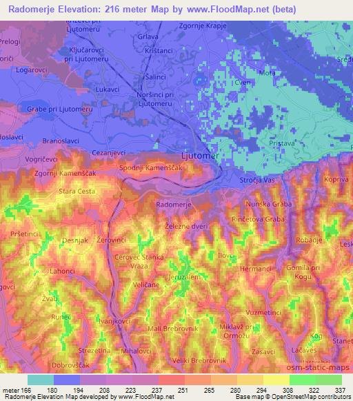 Radomerje,Slovenia Elevation Map