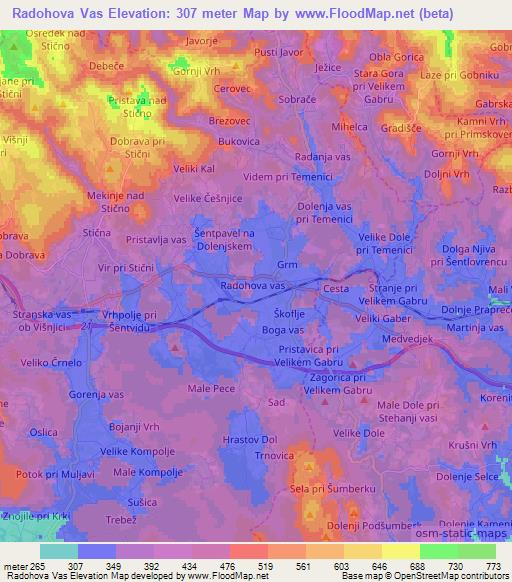 Radohova Vas,Slovenia Elevation Map