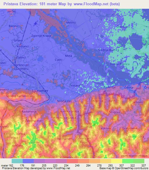 Pristava,Slovenia Elevation Map