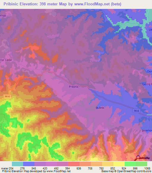 Elevation of Pribinic,Bosnia and Herzegovina Elevation Map, Topography ...