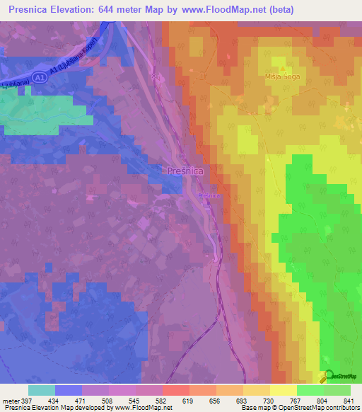 Presnica,Slovenia Elevation Map