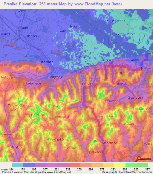 Presika,Slovenia Elevation Map