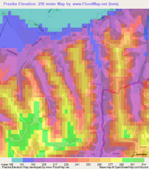 Presika,Slovenia Elevation Map