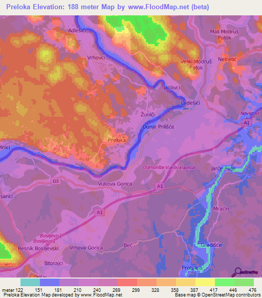 Preloka,Slovenia Elevation Map