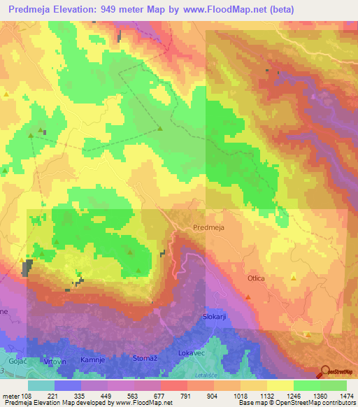 Predmeja,Slovenia Elevation Map