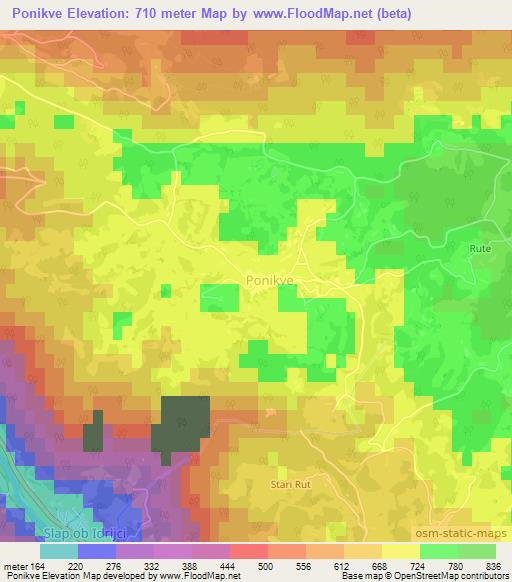 Ponikve,Slovenia Elevation Map