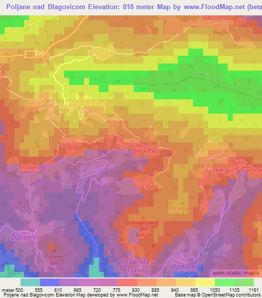 Poljane nad Blagovicom,Slovenia Elevation Map