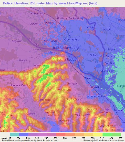 Police,Slovenia Elevation Map