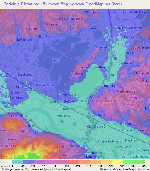 Podvinje,Slovenia Elevation Map