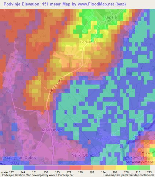 Podvinje,Slovenia Elevation Map