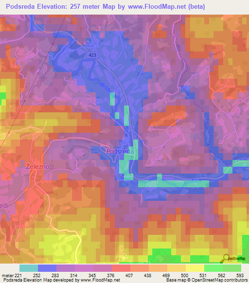 Podsreda,Slovenia Elevation Map