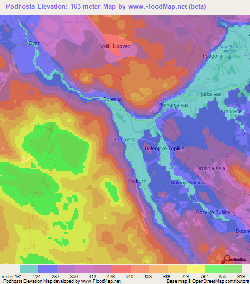 Podhosta,Slovenia Elevation Map