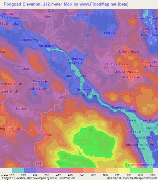 Podgozd,Slovenia Elevation Map