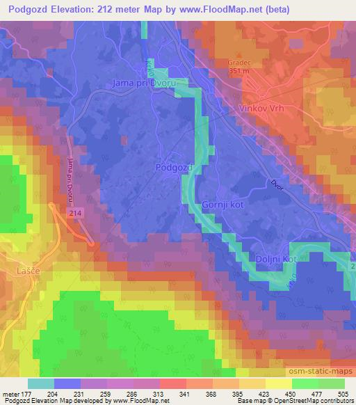 Podgozd,Slovenia Elevation Map