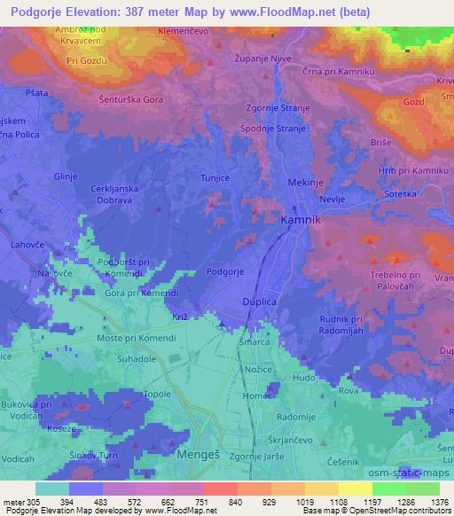 Podgorje,Slovenia Elevation Map
