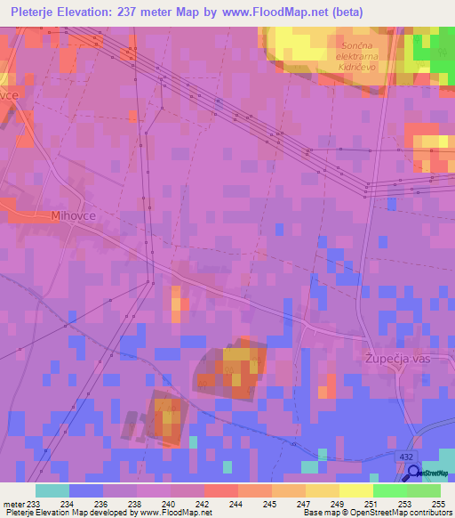 Pleterje,Slovenia Elevation Map