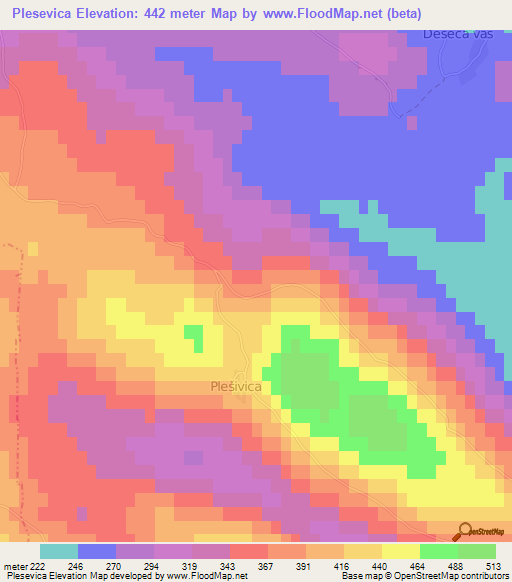 Plesevica,Slovenia Elevation Map