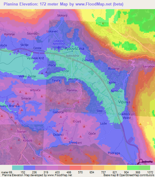 Planina,Slovenia Elevation Map